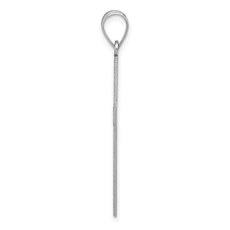 Curata 14k White Gold 18" Solid Engravable Simple Flat Cross Pendant Necklace - 20.8x39mm