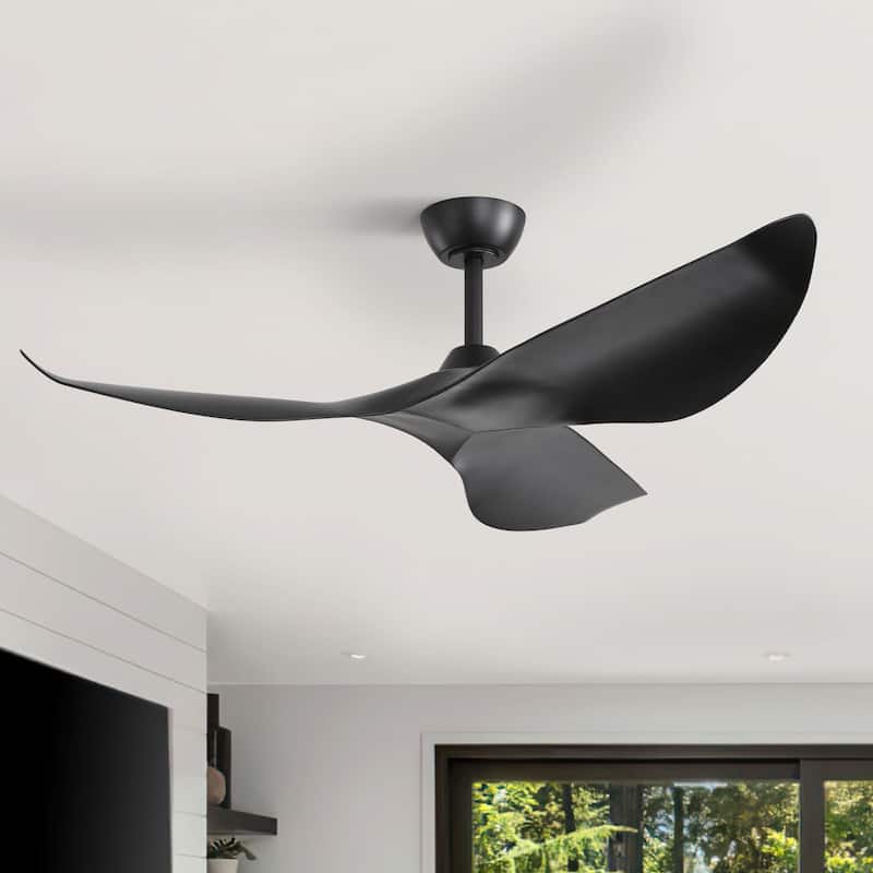 Sofucor 52inch Farmhouse Vintage Ceiling Fan with Wave-shaped curved Blades, Remote Control,Without Light - 52 Inches
