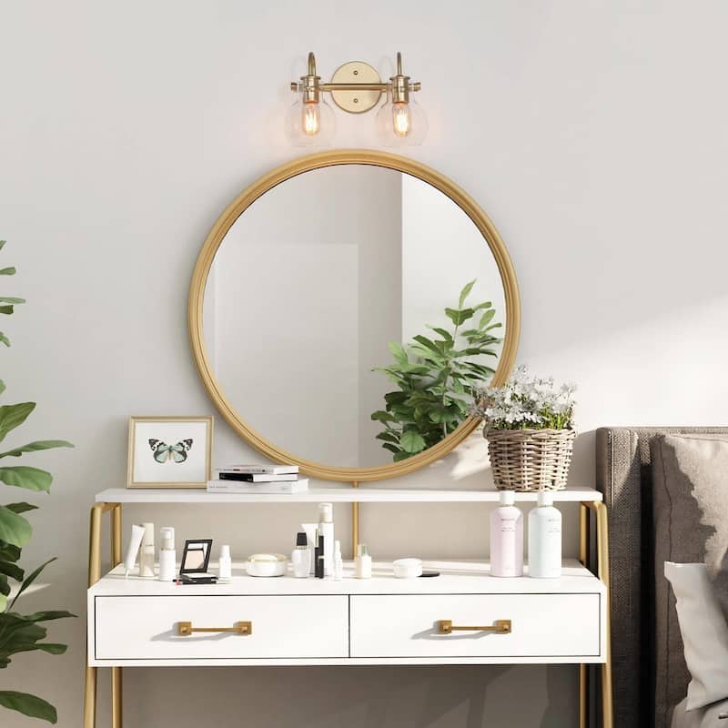 Bela Modern Gold 4-Light Bathroom Vanity Lights Glass Dimmable Wall Sconces
