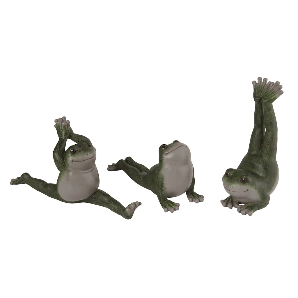 Transpac Resin Green Yoga Frog Figurine Set of 3 Spring Home Decorations