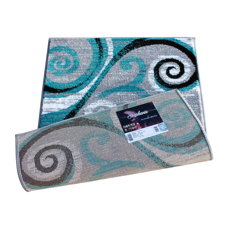 Modern Distressed Swirl Abstract Style Indoor Area Rug