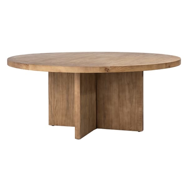 slide 2 of 41, Landon Round Reclaimed Pine Natural Finish Dining Table with Cross Base