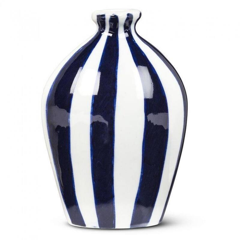 Blue And White Striped Bud Vase