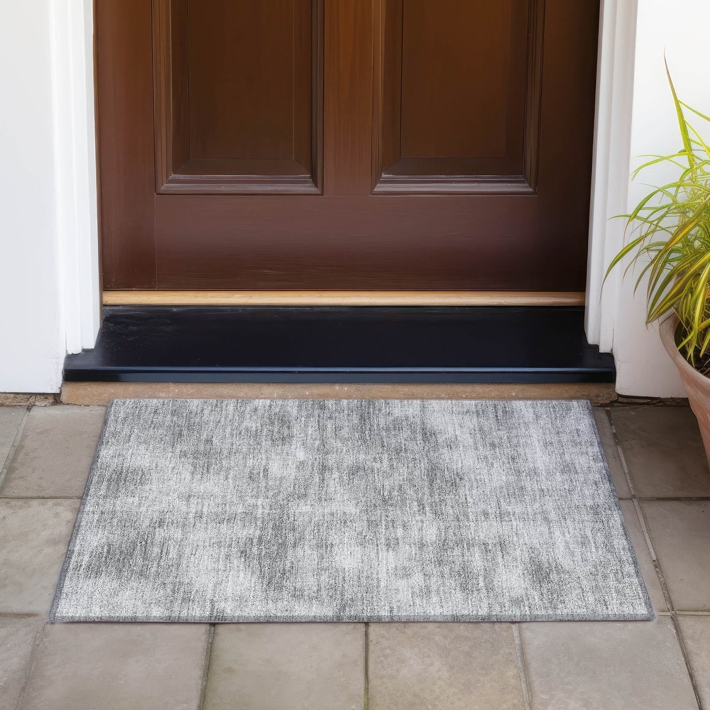 Machine Washable Indoor/ Outdoor Simple Solid Chantille Rug