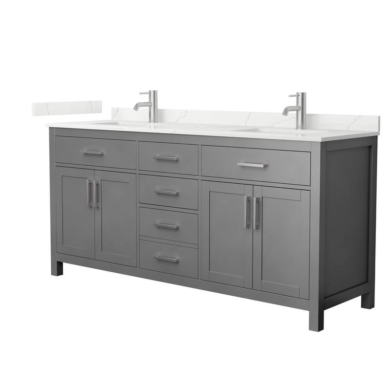 Wyndham Collection WCG2424-72D-QTZ-UNSMXX Beckett 72" Free Standing - Dark Gray / Giotto Quartz Top / Brushed Nickel