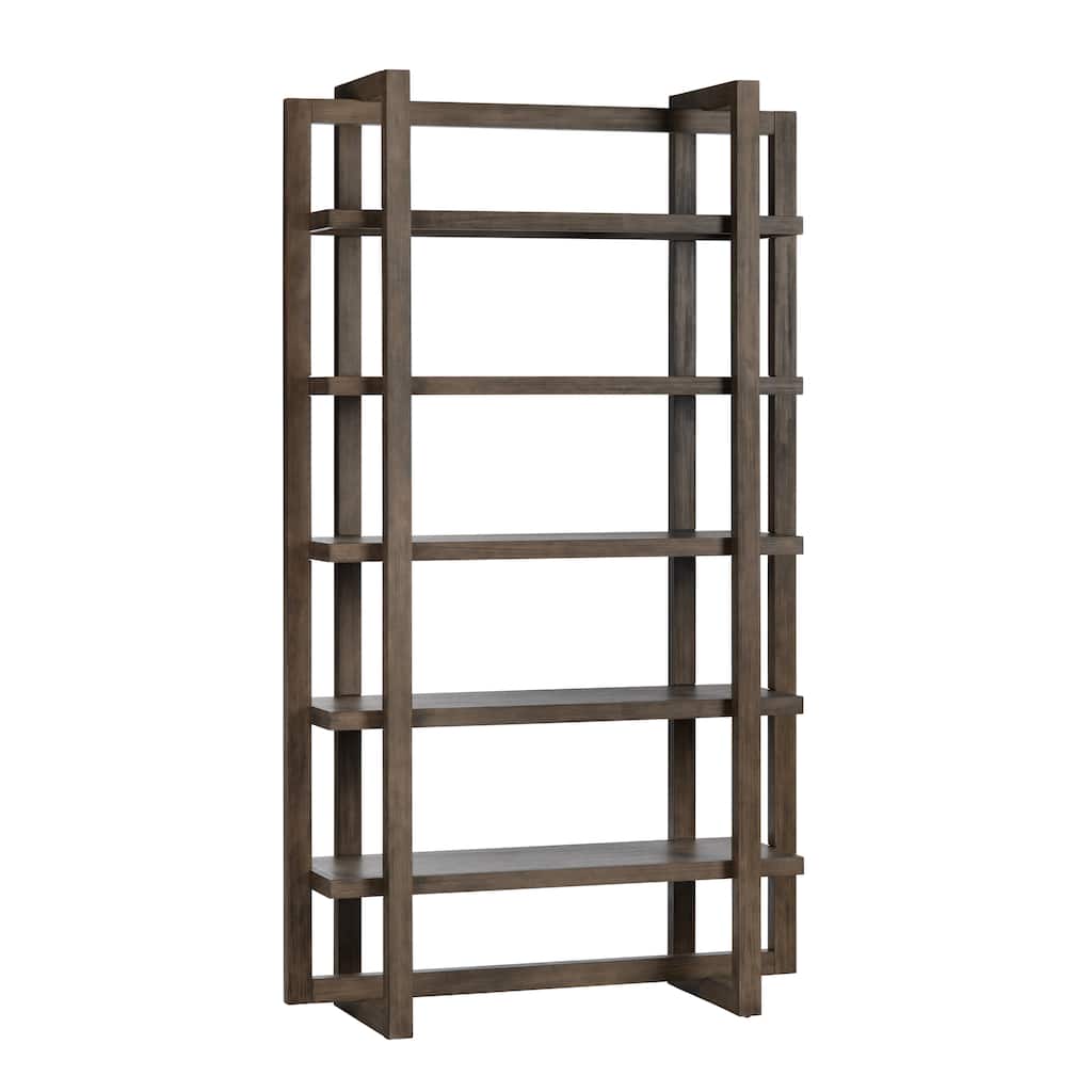90 in. Brown Solid Wood 5 Shelf Etagere