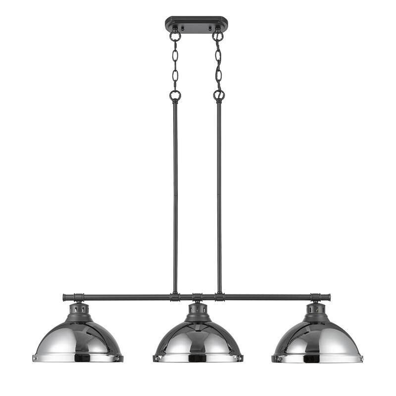 Yep by Golden Lighting Duncan 3-light Island Light in Matte Black and Chrome shade