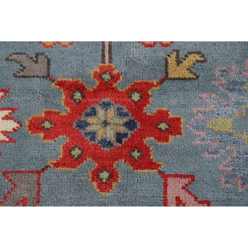 Blue Oushak Indian Area Rug Hand-Knotted Wool Carpet - 8'0"x 9'9"