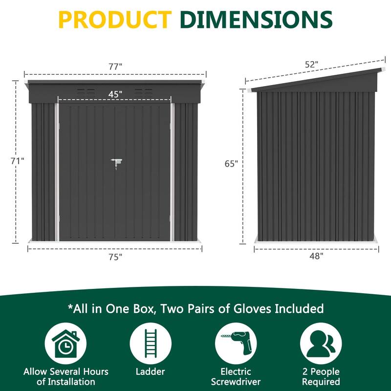 Upgrade 6 ft. W x 4 ft. D Galvanized Steel Outdoor Metal Storage Shed