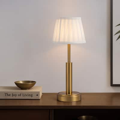Modern Rechargeable LED Table Lamp with Fabric Shade Classic Touch Control USB Cordless Nightstand Light for Bedroom - W6''
