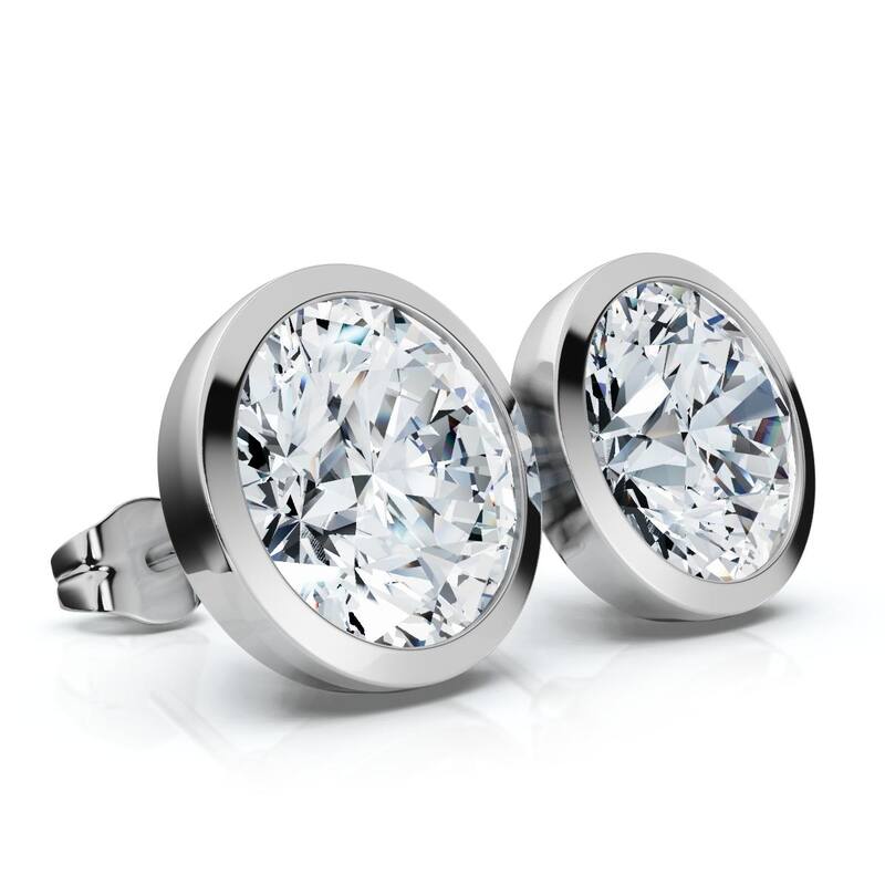 Certified 6Ct TW Martini Bezel Diamond Studs Gold Lab Grown