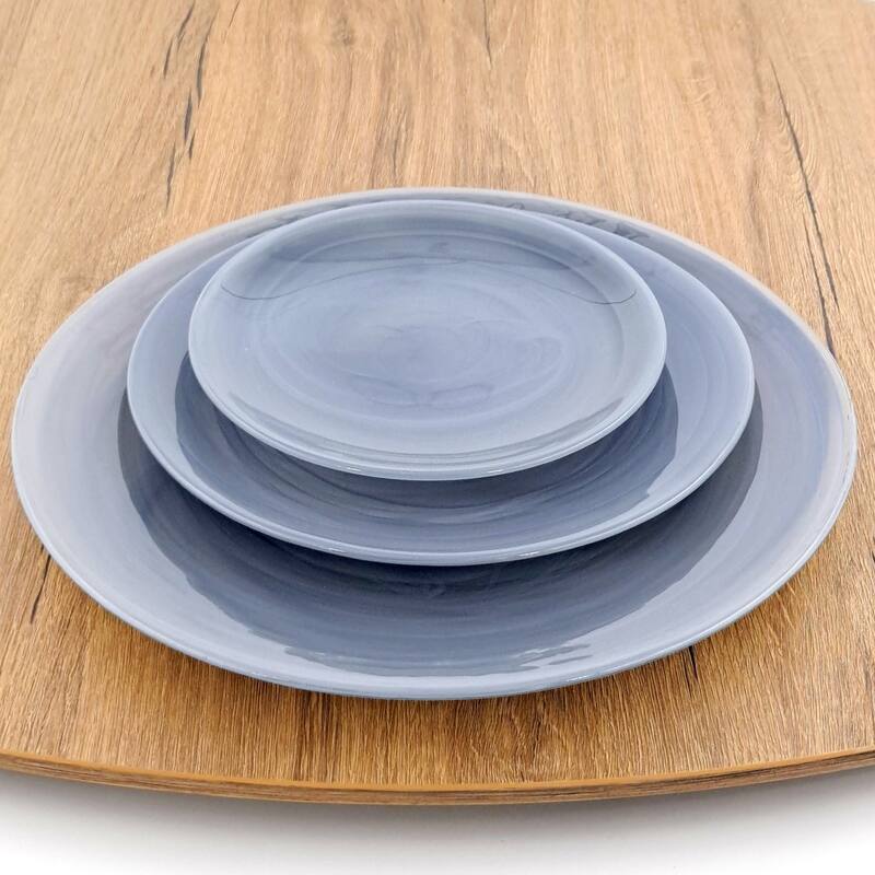 NUAGE Graphite 12 pcs. Glass Dinner Plate Set