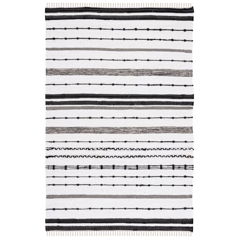 SAFAVIEH Handmade Striped Kilim Sibille Transitional Rug - 4' x 6' - Ivory/Black