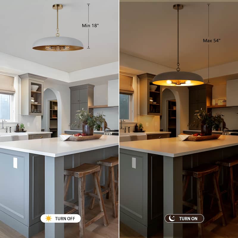 LamQee 20" Pendant Light Metal Dome Ceiling Hanging Chandelier - 19.7 inch