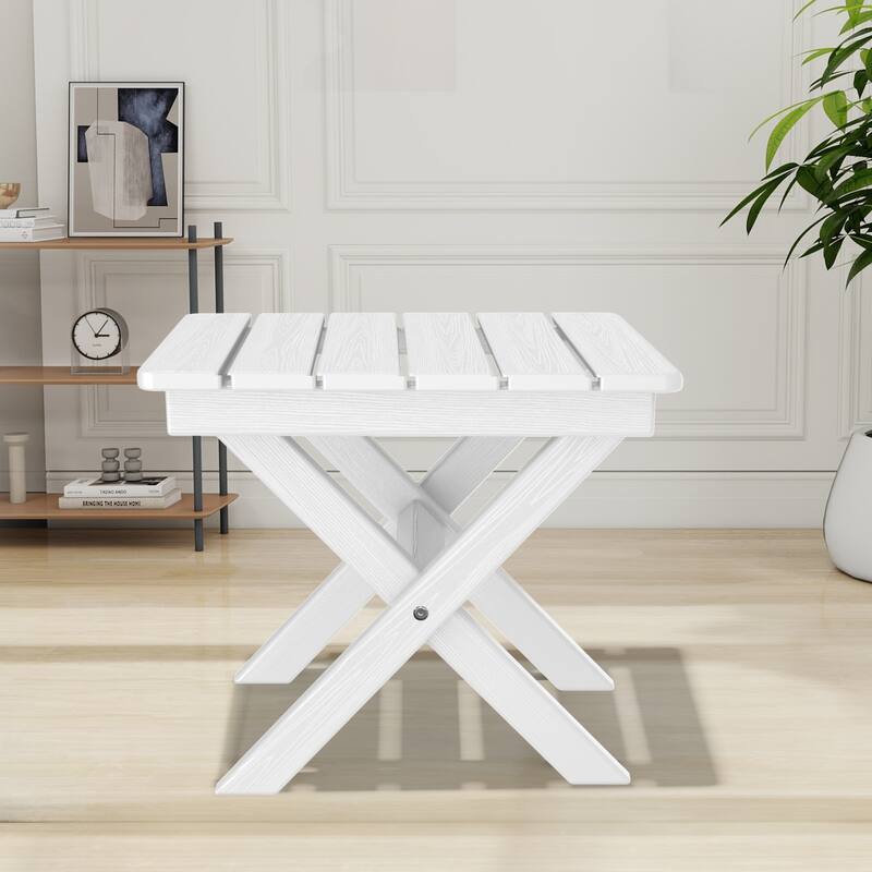 Outdoor Patio HDPE Foldable Side Table, Waterproof & Weather Resistant