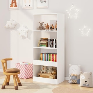 Kids Bookshelf, 4-Tier Bookcase, Book Organizer, toy Storage Cabinet Organizer - White