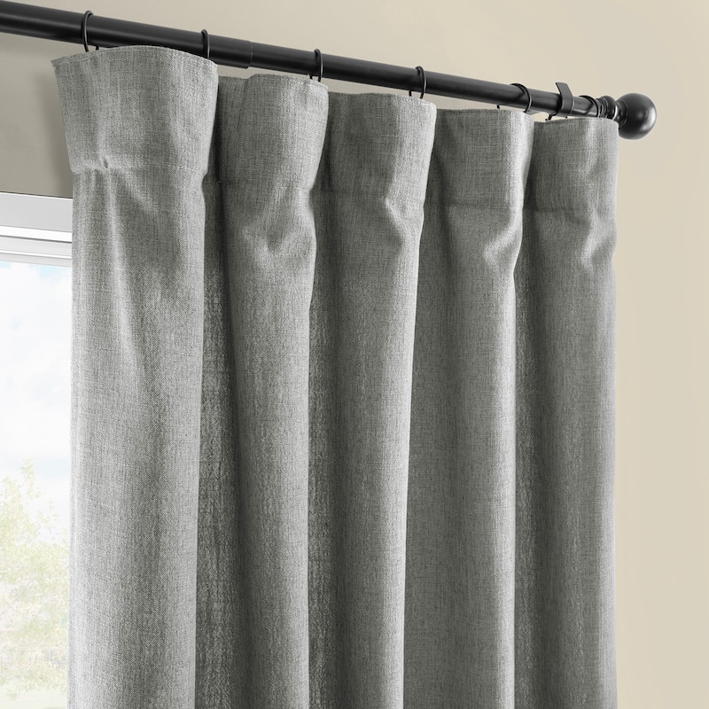 Exclusive Fabrics Basic Faux Linen Curtain Pair - 2 Panels - Light Filtering Window Curtains