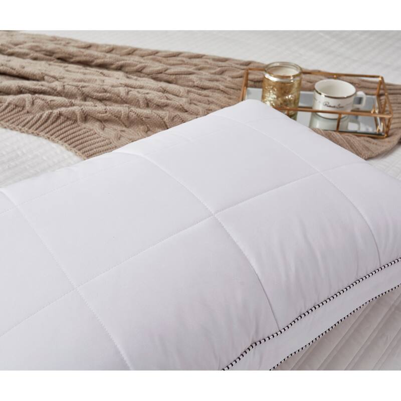 Hotel Grand Quilted White Goose Feather And Down Compartment Pillow (Set of 2)