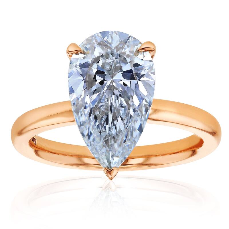 Kobelli 4.13 Carats Diamond 14k Solid Gold Pear Brilliant Drape Halo Engagement Ring (EF/VS, Certified) - Rose - 4.5