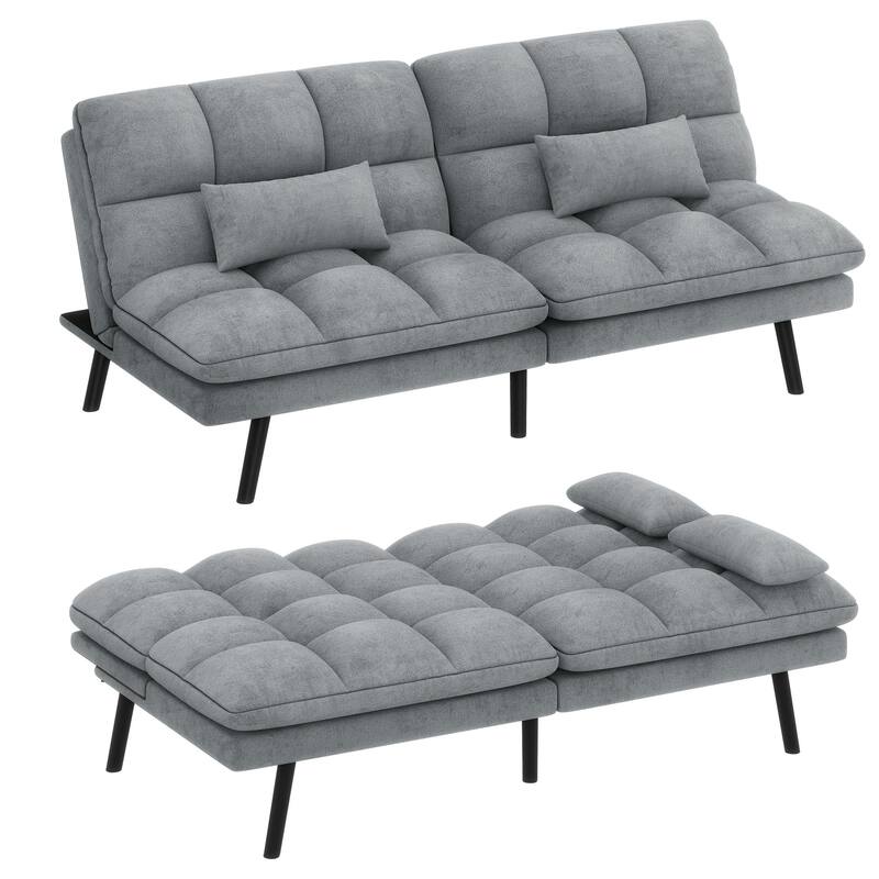 Moasis 70.8" Futon Sofa Bed Convertible Upholstered Couch Sleeper with Reclining Sleeper Split Tufted Back