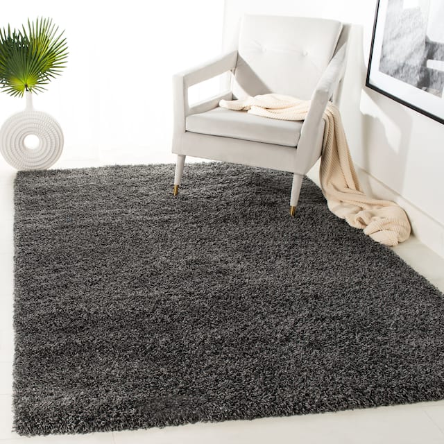 SAFAVIEH Laguna Shag Verdiana Solid Color 2-inch Thick Shag Rug - 3' x 5' - Dark Grey