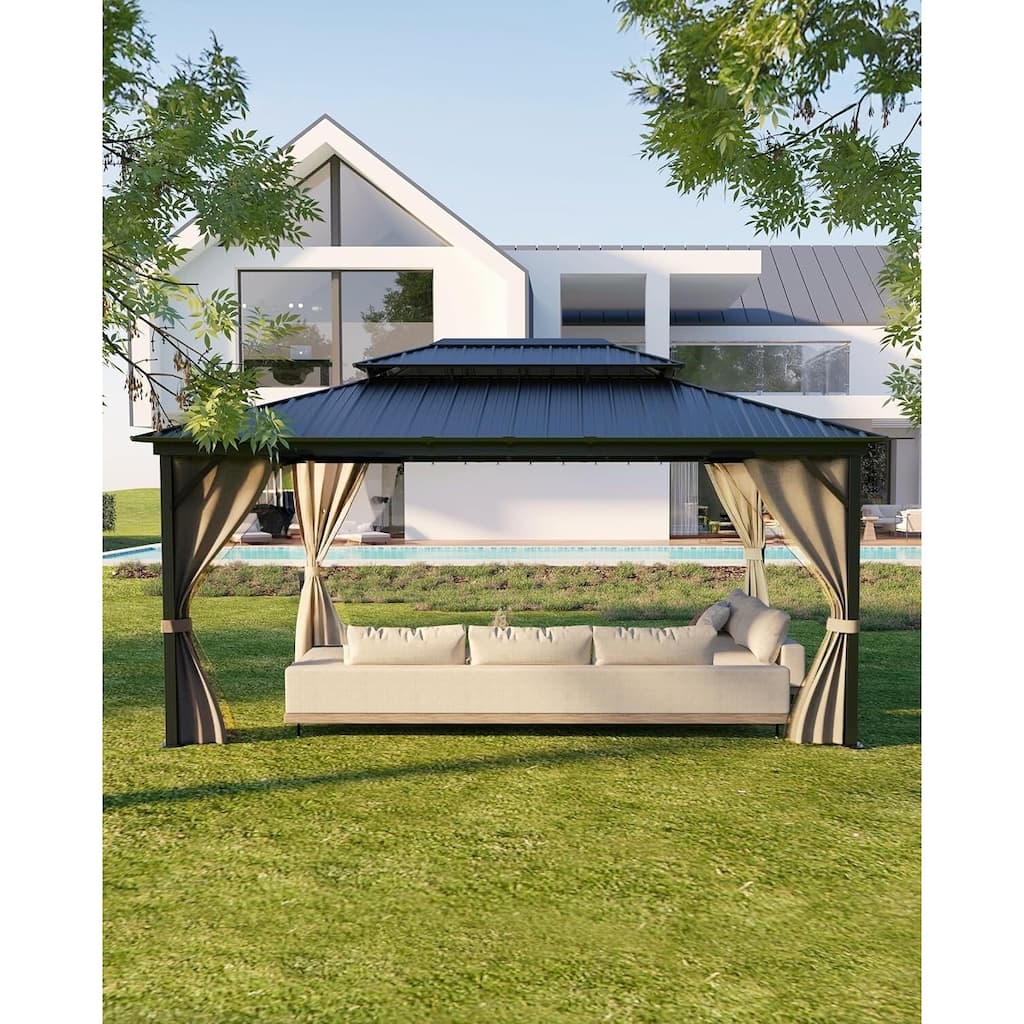 12'x16' Hardtop Gazebo for Patio, Deck, Backyard, Lawn, and Garden - 12X16 Ft