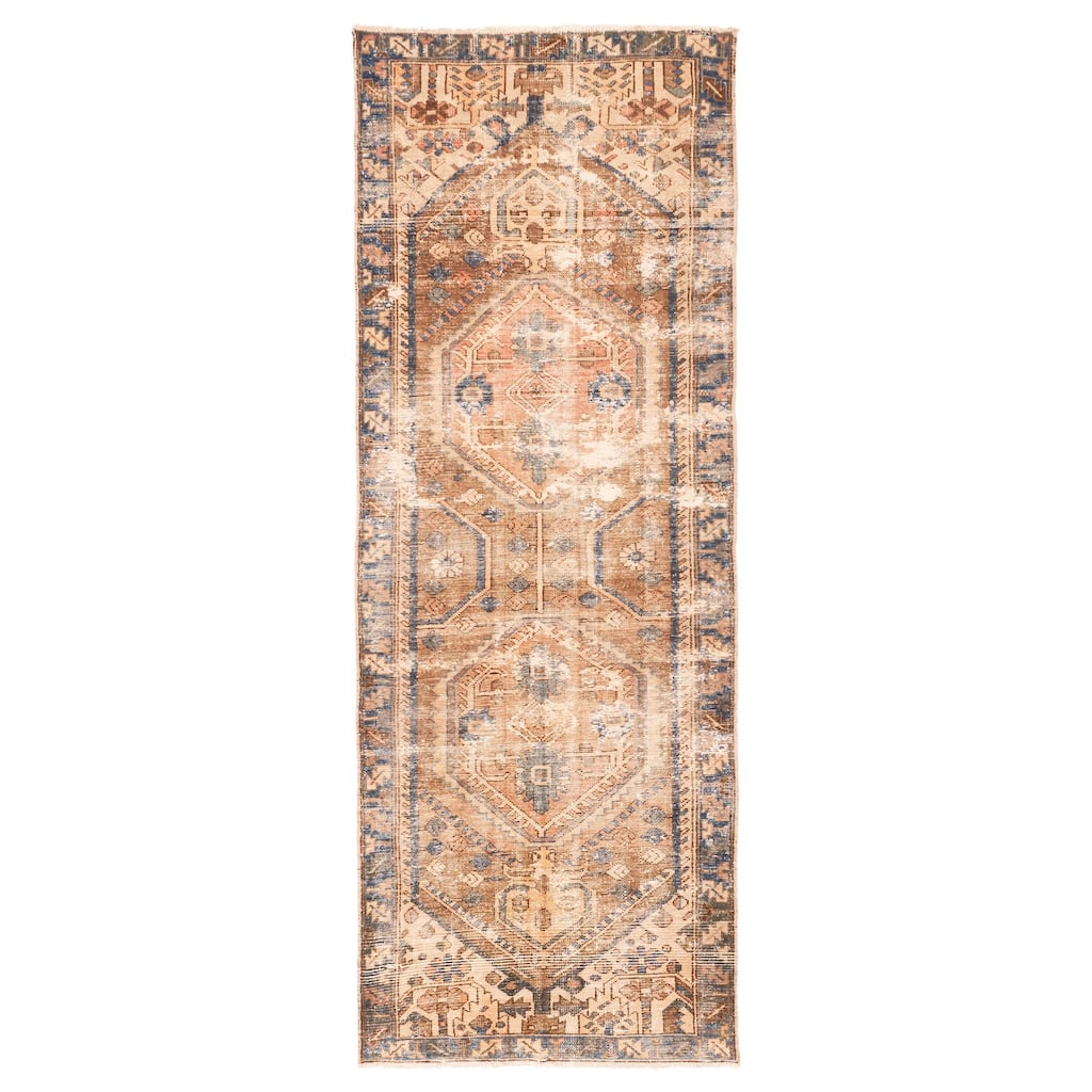 ECARPETGALLERY Hand-knotted Antalya Vintage Brown Wool Rug - 3'5 x 9'6