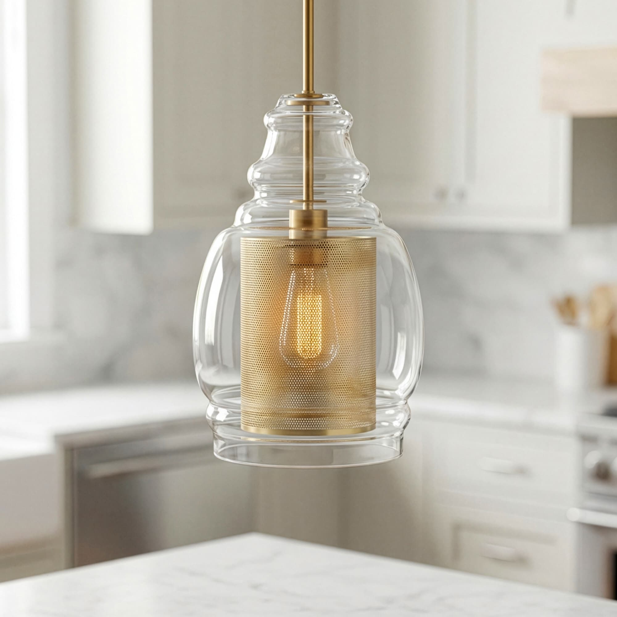 Atlas Lighting Herndon Contemporary Antique Gold Pendant Light for Kitchen Island or Above Dining Table - 11 inch Wide