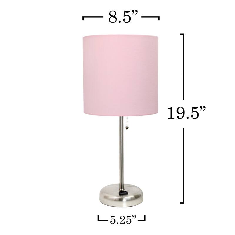 19.5" Modern Table Lamp with USB Charging Port and Fabric Shade for Home Office or Bedroom