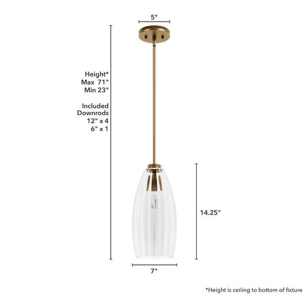 dimension image slide 0 of 2, Hunter Rossmoor Luxe Gold 1 Light Pendant w/ Clear Glass - Kitchen, Dining Room, Foyer - Formal, Modern - Designer!