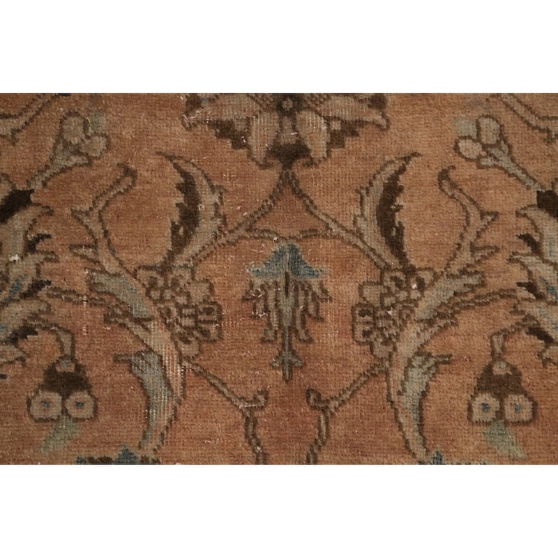 Hand Knotted Oriental 100% Wool Carpet Traditional Floral Peach Tabriz Area Rug - 10' 8'' X 9' 1''