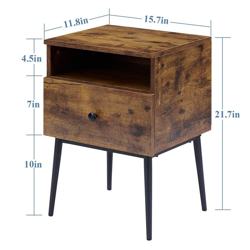 VECELO Modern 1-Drawer Wood Nightstand