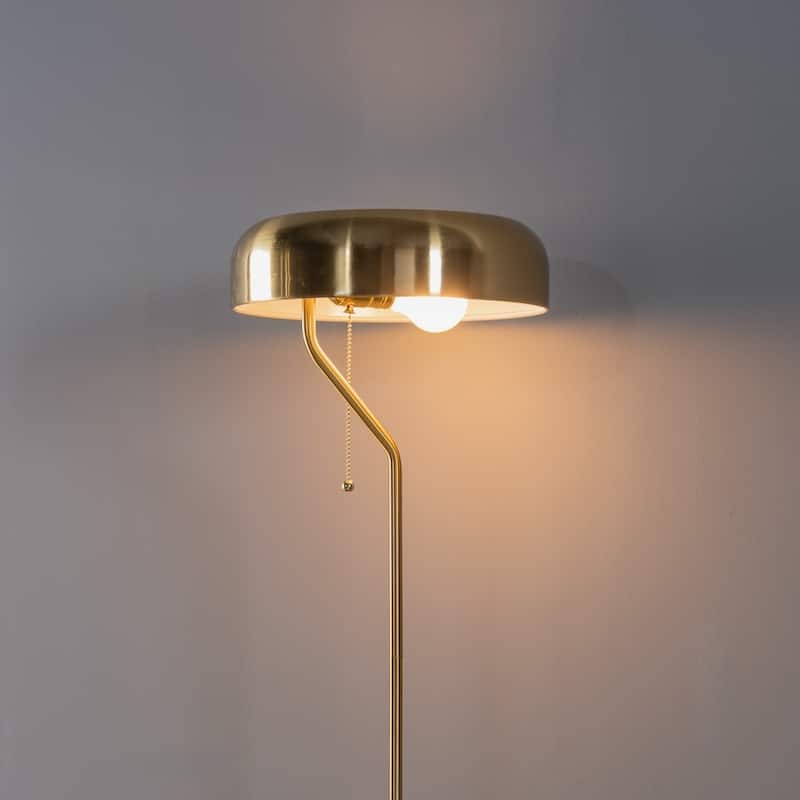 Turner Glamorous Gold and White Floor Lamp with Pull Chain - Gold