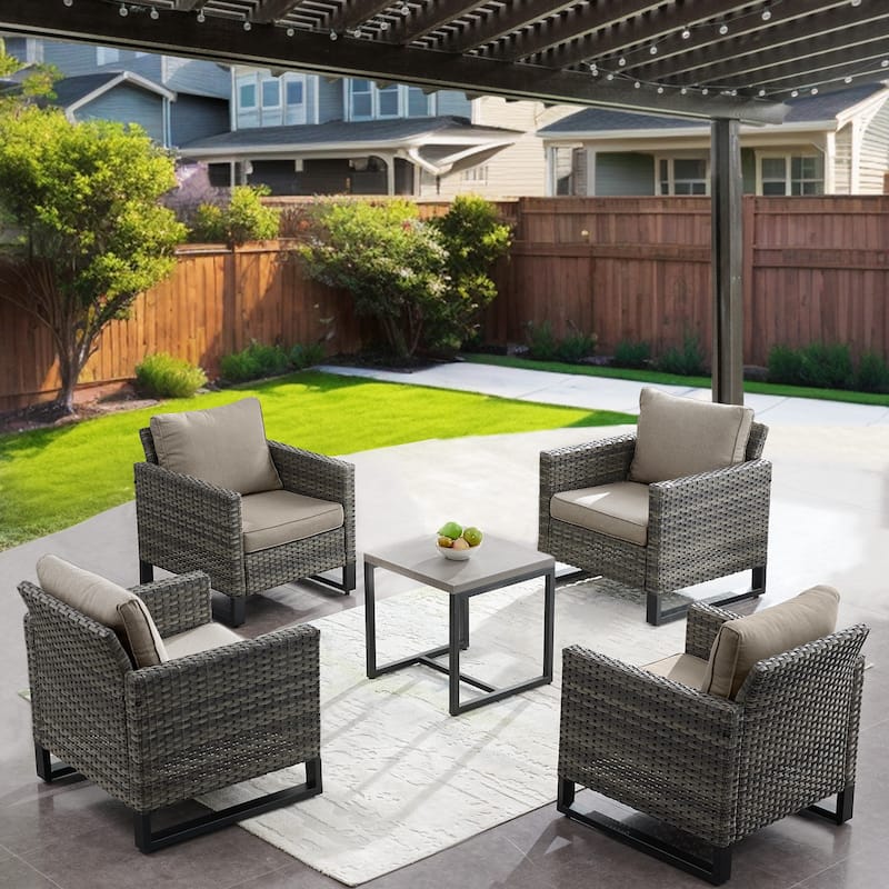 Gymojoy Outdoor Garden Patio Chairs with Side Table - Grey - Grey