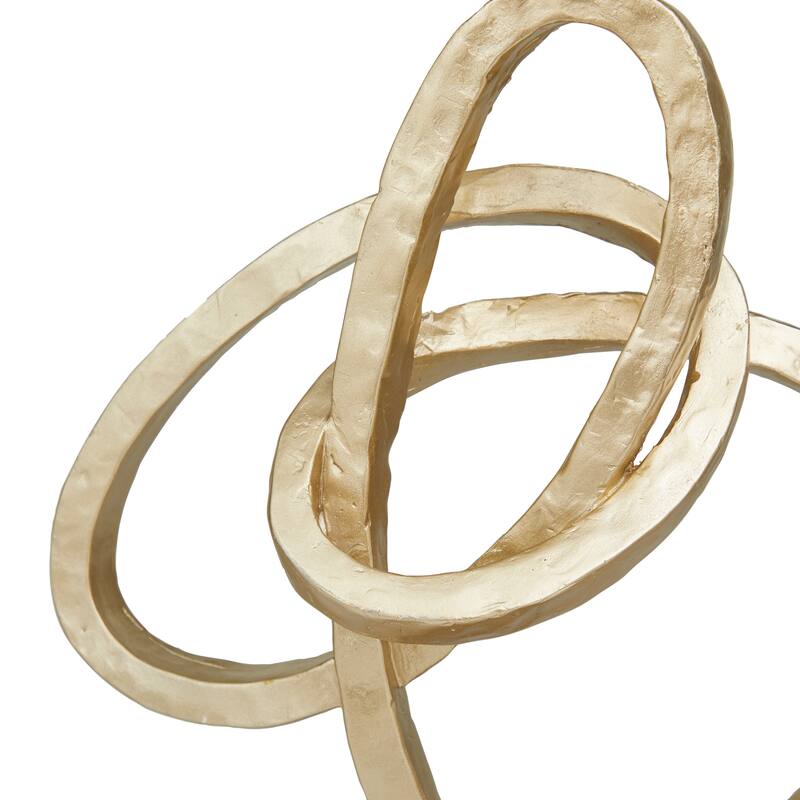 Gold Polystone Link Abstract Decorative Sculpture with Black Base