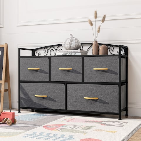 Crestlive Products Wide 5-drawer Storage Cube Dresser with Fabric Bins