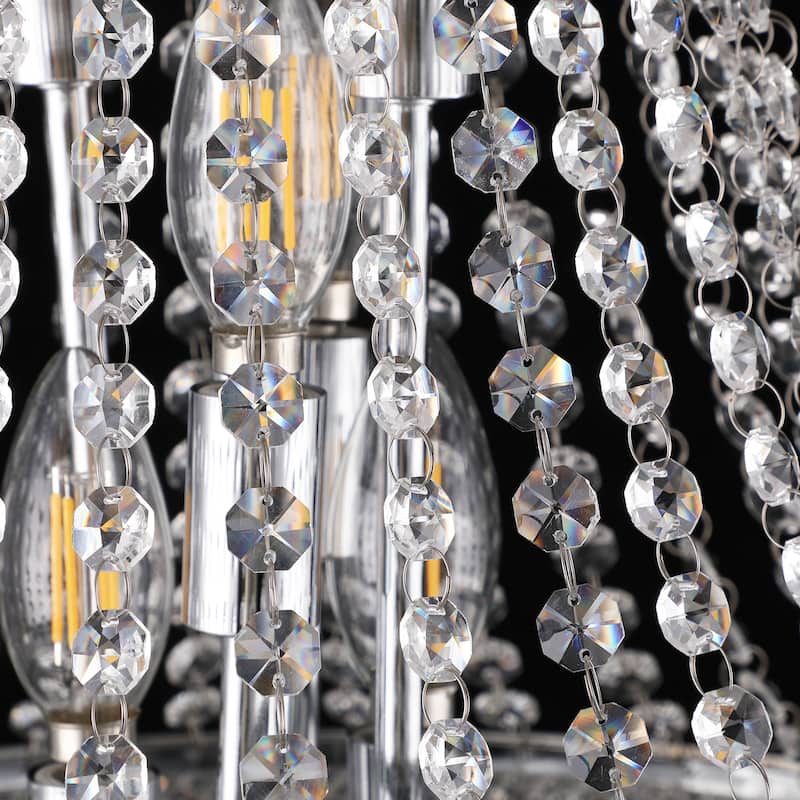18-Inch Crystal Chandelier Lighting Modern Luxury K9 Bedroom Crystal Chandelier Ceiling Light French Empire Chrome 9 Lights