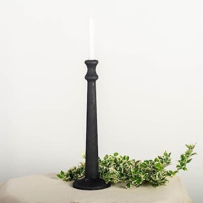 Black Wooden Taper Candle Holder