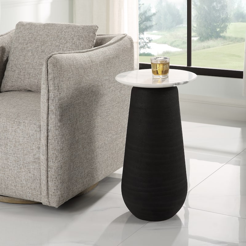 Uttermost Total Eclipse Marble Accent Table - 14"W x 24.7"H x 14"D