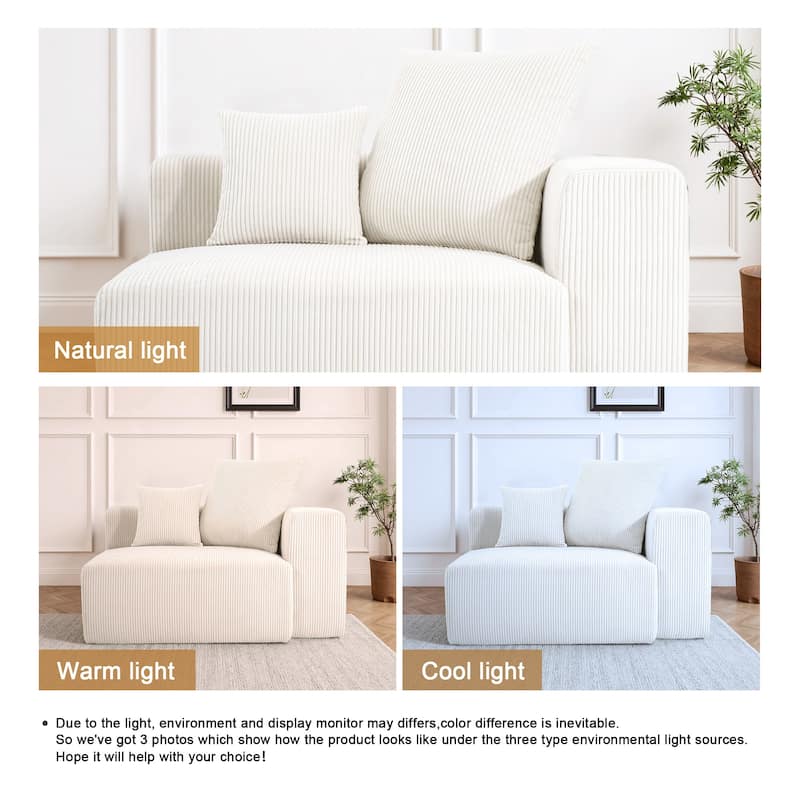 Corduroy Upholstered Modular Sectional Sofa with Ottoman