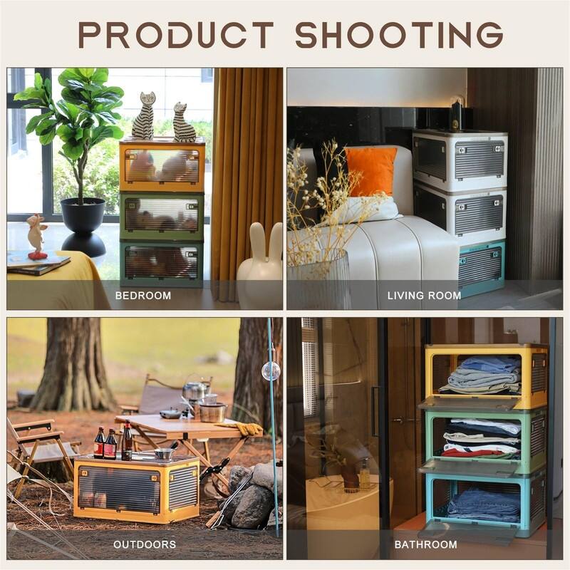 Collapsible Storage Boxes with Lids for Home - 14.2"D x 20.3"W x 11.8"H