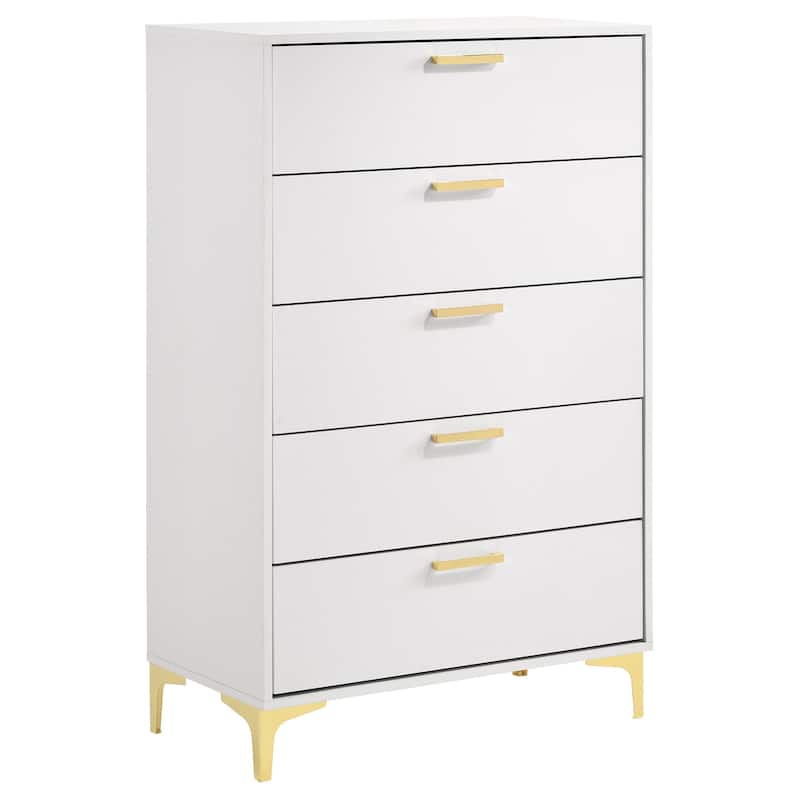Kendall 5-piece Bedroom Set White And Black/Gold