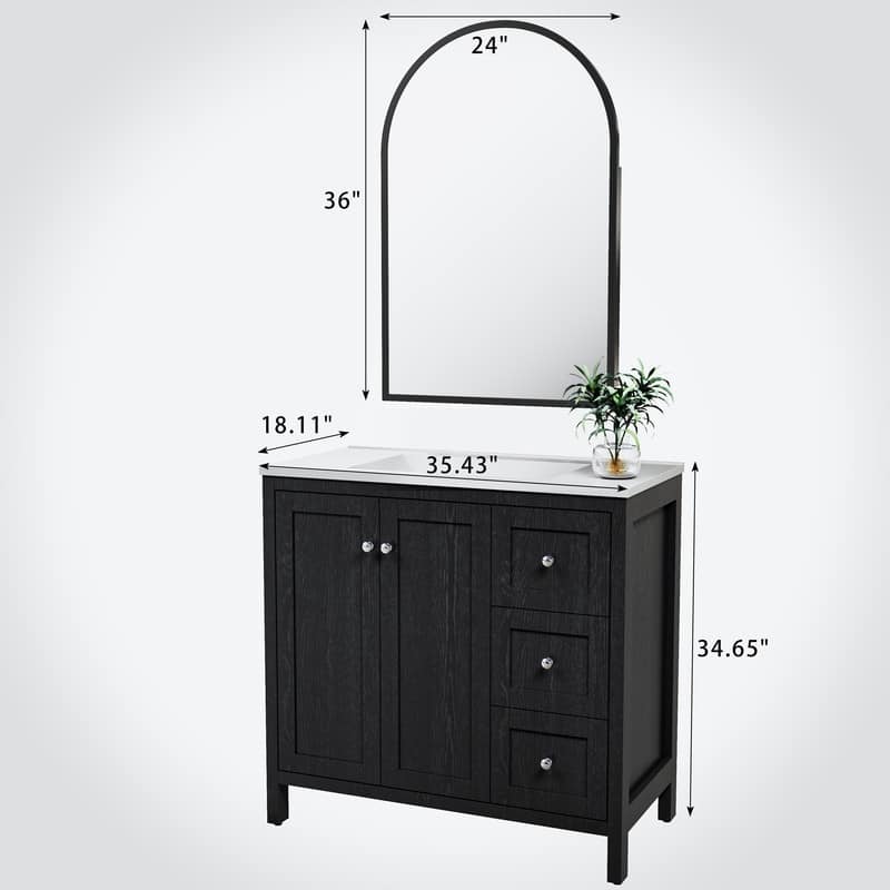 Bathroom Vanity with Top Sink Freestanding Vanity Set with Mirror Cabinet