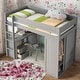 preview thumbnail 2 of 32, Modern Twin Size Wood Loft Bed With Wardrobes And 2-Drawer Desk With Cabinet,Large Storage Space