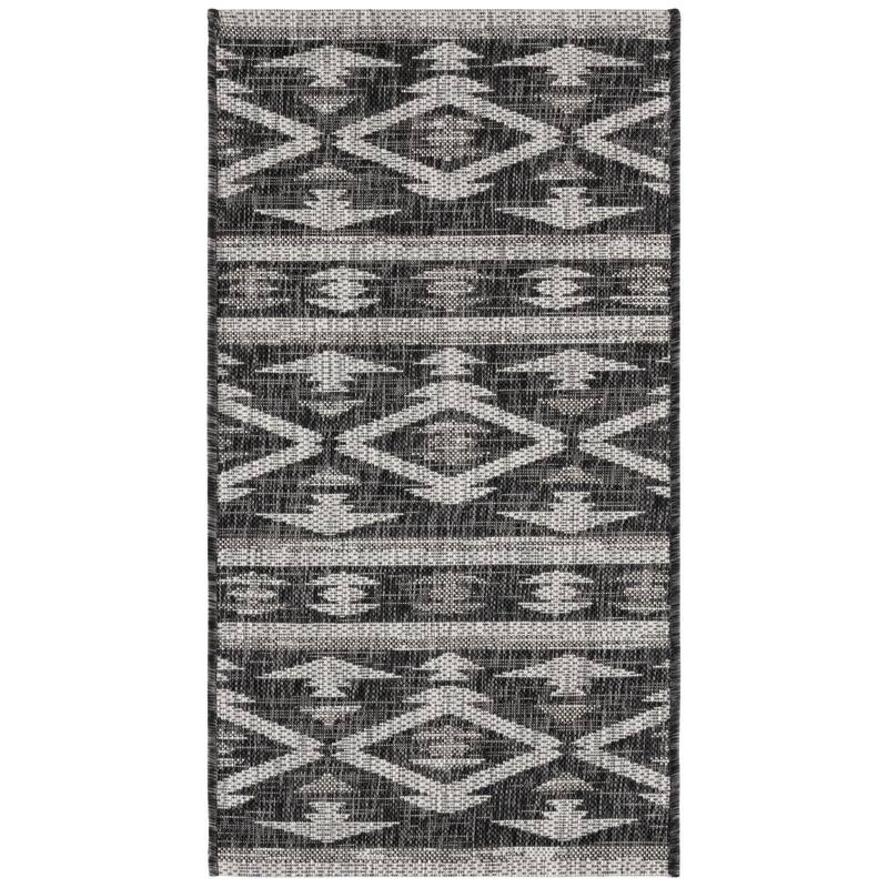 SAFAVIEH Courtyard Fraidel Indoor/ Outdoor Waterproof Patio Backyard Rug - 2' x 3'7" - Black/Grey