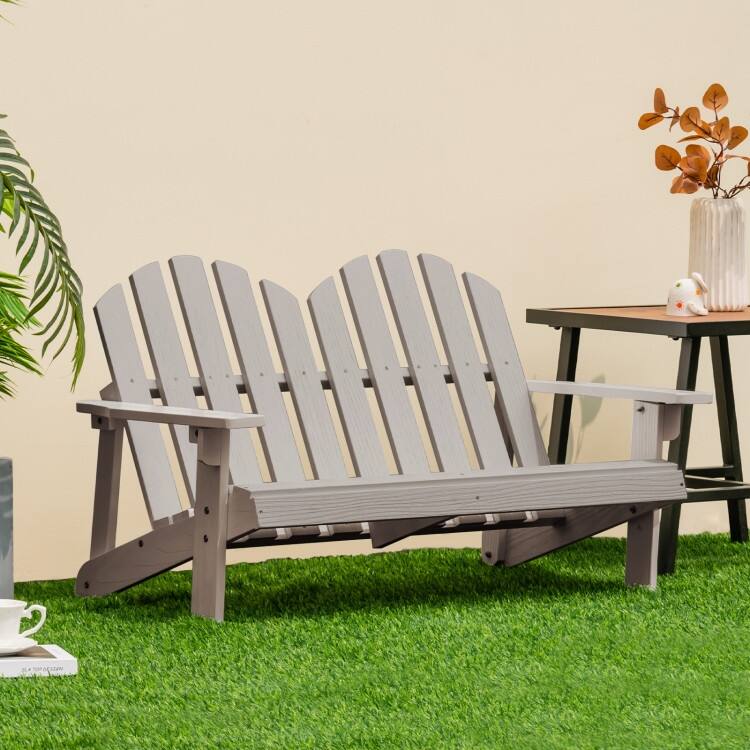 2-Person Outdoor Adirondack Chair with Slatted Seat - 22"x 20" x 35.5"