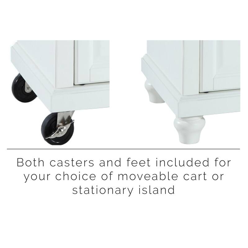 Kitchen Island Cart with Stone Top, Portable Kitchen Storage, Modern Kitchen Furniture, White Finish
