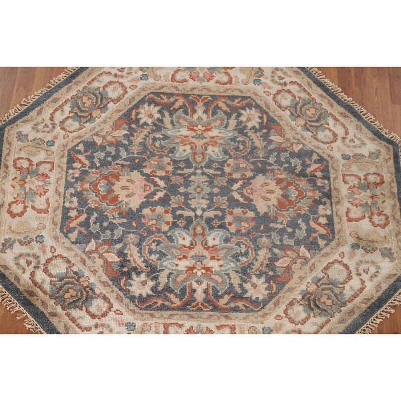 Heriz-Serapi Octagon Rug Hand-Knotted Wool Carpet - 6'0" x 5'11"