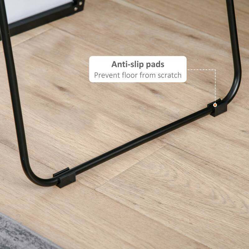 Black Aluminum Alloy Full-Length Dressing Mirror with Steel Bracket - 19.75" W x 63.5" H x 0.75" T