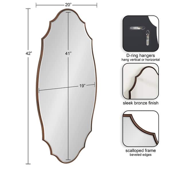 dimension image slide 3 of 12, Kate and Laurel Leanna Scalloped Oval Wall Mirror